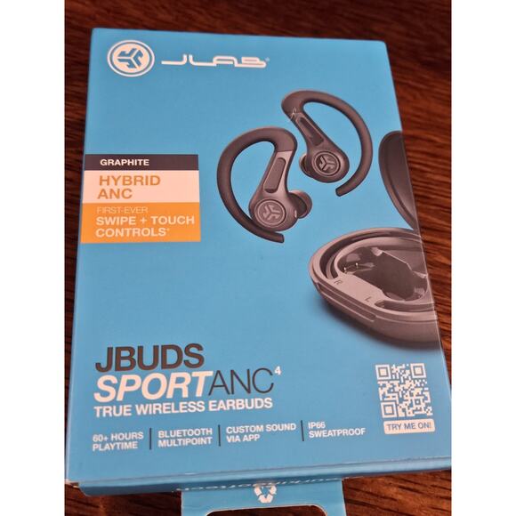JLab JBuds Sport ANC 4 Bluetooth Earbuds, Sporthook, Fitness & Gym NEW OPEN BOX - Picture 1 of 4